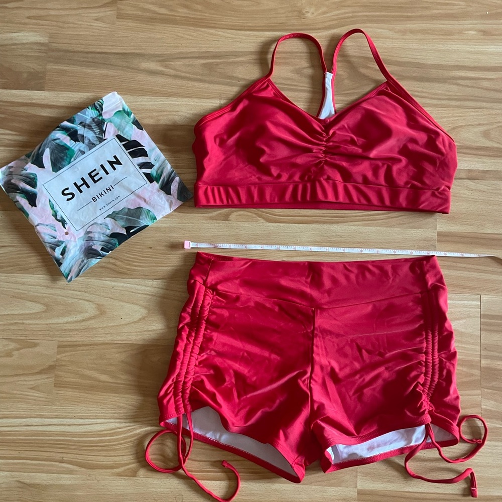 Super Cute New Shein Red 2-Piece Shortie Bikini Set - XL